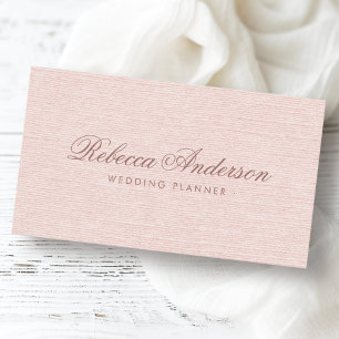 Tarjeta De Visita Guión de bonito de moda de moda de lino rosa de Ru