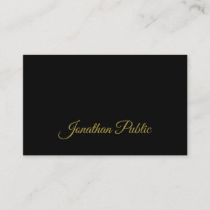 Tarjeta De Visita Guión de caligrafía de oro Sleek negro atractivo
