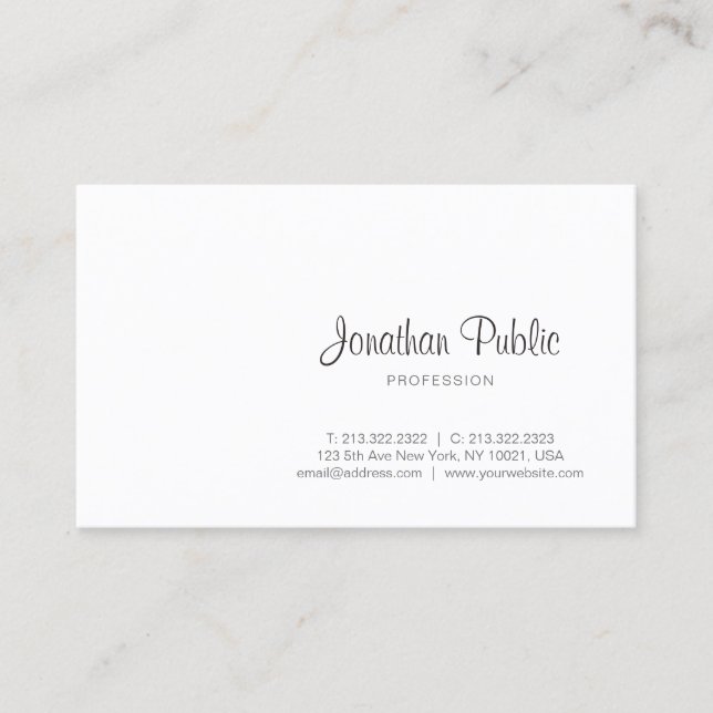 Tarjeta De Visita Guión de caligrafía elegante profesional moderno (Anverso)