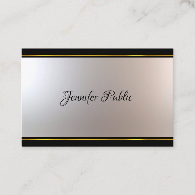 Tarjeta De Visita Guión De Caligrafía Fina Atractivo Negro Y Oro (Anverso)