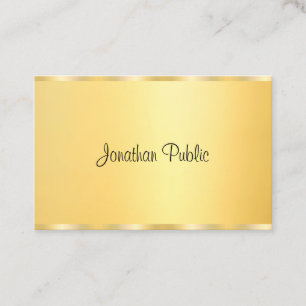 Tarjeta De Visita Guión de caligrafía moderna de moda de Faux Gold