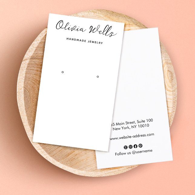 Tarjeta De Visita Guión de caligrafía Sencillo Emprendimiento Blanco (Subido por el creador)