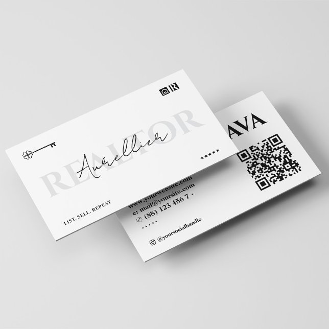 Tarjeta De Visita Guión de clave de agente hipotecario mínimo de Rea (Minimal Realtor Realty Mortgage Broker Key Script Business Card
)