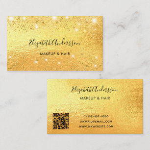 Tarjeta De Visita Guión de código QR de purpurina dorado