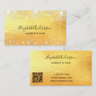 Tarjeta De Visita Guión de código QR Gold Silver