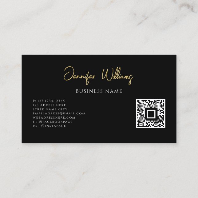 Tarjeta De Visita Guión de código QR para Personalizado blanco y neg (Anverso)