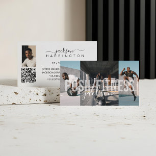 Tarjeta De Visita Guión de Collage de Fotos de Entrenador Personal A