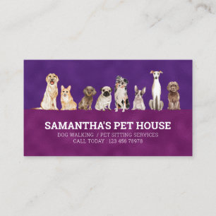 Tarjeta De Visita guion de cuidadora de mascotas Foliage Pink Dog gr