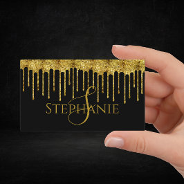 Tarjeta De Visita Guión de detalles de Purpurina dorado clásico
