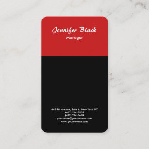 Tarjeta De Visita Guión de escritura rojo negro Minimalista moderno