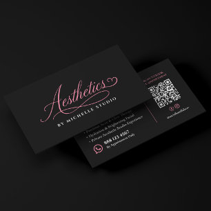 Tarjeta De Visita Guión de estética elegante negro rosa Esteticista