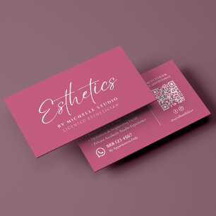 Tarjeta De Visita Guión de estética rosa elegante esteticista licenc