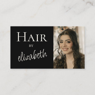 Tarjeta De Visita Guion de Estilista de Salón de Belleza Foto Negro