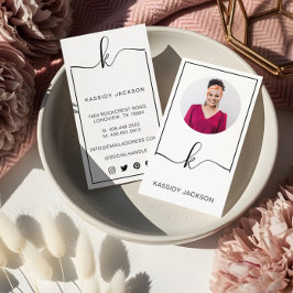 Tarjeta De Visita Guión de estilo minimo Monograma Circular foto