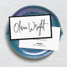 Tarjeta De Visita Guión de firma audaz, profesional blanco moderno