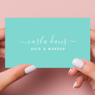 Tarjeta De Visita Guión de firma azul huevo de Robin Caligrafía