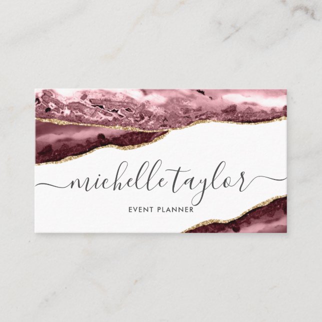 Tarjeta De Visita Guión de firma de agendas púrpura moderno minimali (Anverso)