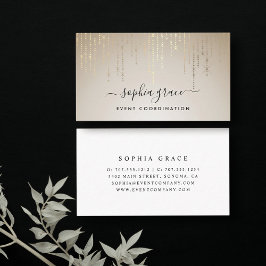 Tarjeta De Visita Guión de firma de la lluvia dorada