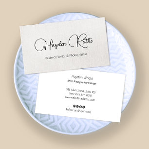 Tarjeta De Visita Guión de firma de línea simple y elegante de color
