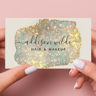 Tarjeta De Visita Guión de firma holográfica Glitter moderno QR