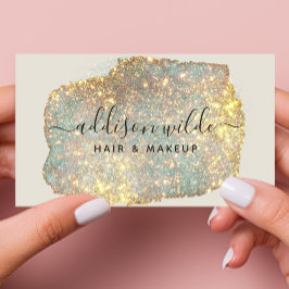 Tarjeta De Visita Guión de firma holográfico Glam Glitter moderno