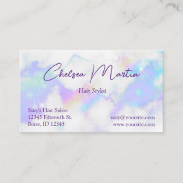 Tarjeta De Visita Guión de firma manuscrita Holo Marble Glam