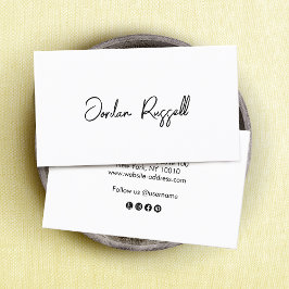 Tarjeta De Visita Guión de firma manuscrito en blanco y negro