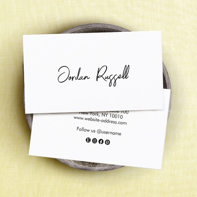 Tarjeta De Visita Guión de firma manuscrito en blanco y negro (Subido por el creador)