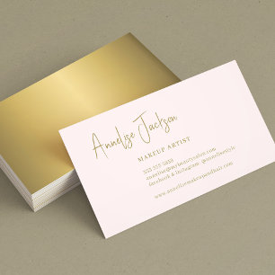 Tarjeta De Visita Guión de firma simple color rosa dorado elegante