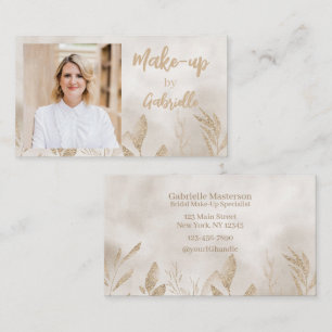 Tarjeta De Visita Guión de foto boho botánico beige moderno