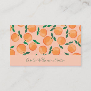 Tarjeta De Visita Guion de Frutas Naranjas Cítricas Rosadas Boho Mod