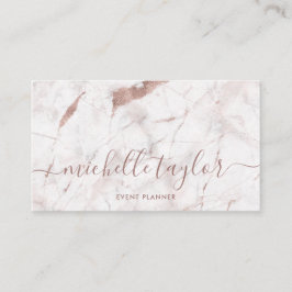 Tarjeta De Visita Guión de la firma dorada del rosa de mármol blanco