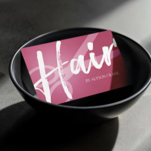 Tarjeta De Visita Guión de lápiz y pincel   Rosa oscuro   Hair Styli