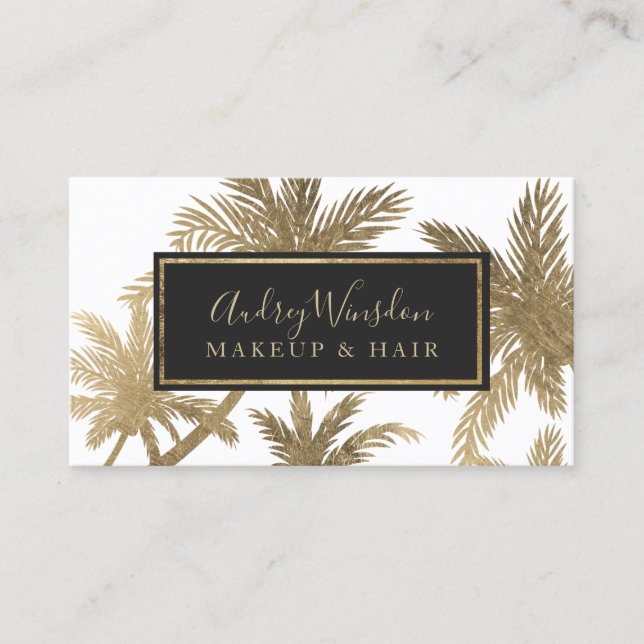 Tarjeta De Visita Guión de Makeup Hair de la palmera de la palmera d (Anverso)