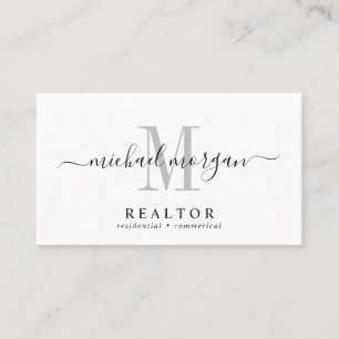 Tarjeta De Visita Guion de Monograma de Realtor Moderno Simple