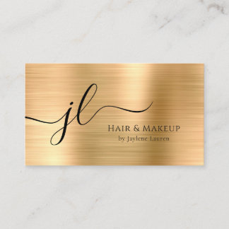 Tarjeta De Visita Guión de Monograma Gold de Moda de lujo