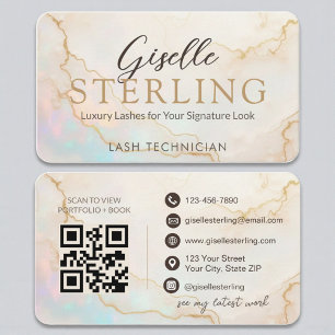 Tarjeta De Visita Guión de oro de Pearl Opal de Luxury Technician