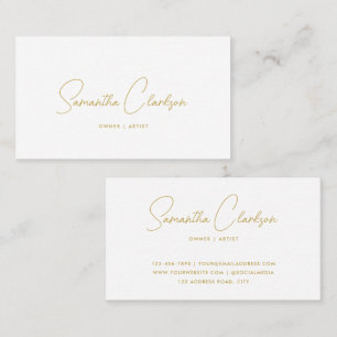 Tarjeta De Visita Guión de oro elegante y moderno con letras de mano