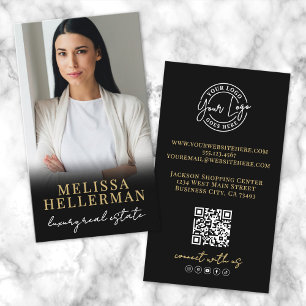 Tarjeta De Visita Guión de Oro Negro Fotografía de Bienes Raíces de 