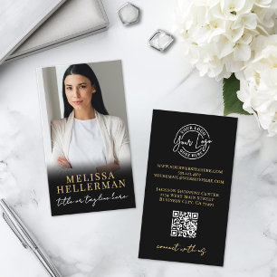 Tarjeta De Visita Guión de oro negro Lujo Foto