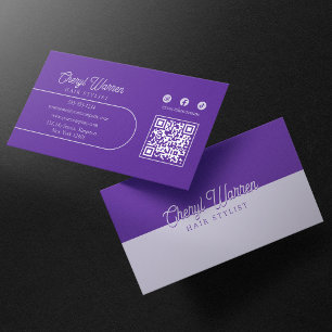 Tarjeta De Visita Guion de peluquero elegante código QR minimalista 