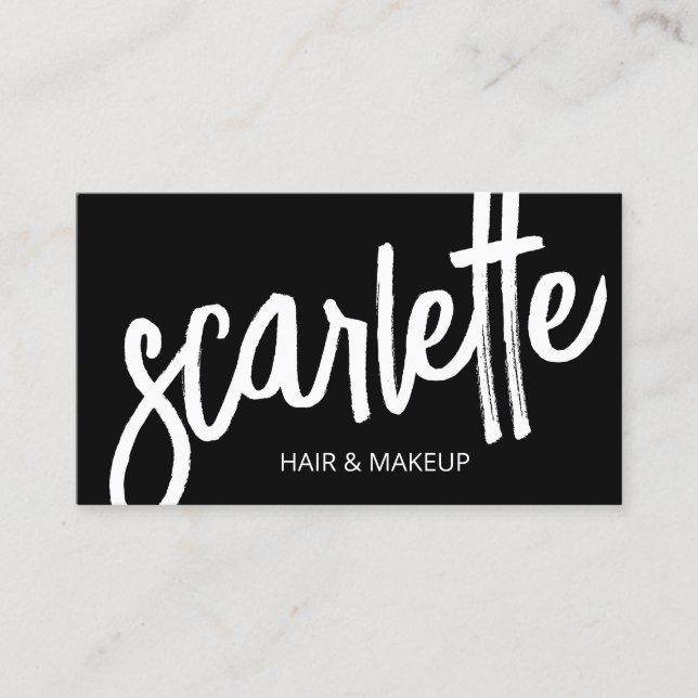 Tarjeta De Visita Guión de pincel escrito a mano negrita Belleza neg (Anverso)