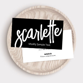 Tarjeta De Visita Guión de pincel manuscrito negrita de Guay Negro