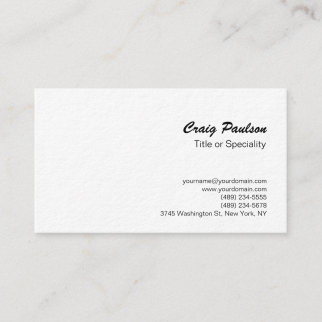 Tarjeta De Visita Guión de pincel ultradelgado Black White Business  (Anverso)