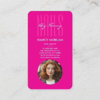 Tarjeta De Visita Guión de Salón de Uñas Código Qr de Foto Rosa Cali