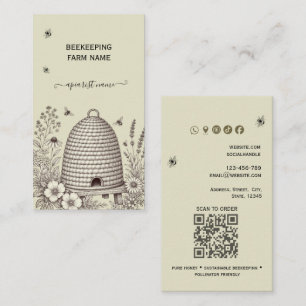 Tarjeta De Visita Guión de Skep Antiguo  Apicultor de Abejas Apiaris