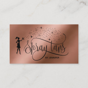 Tarjeta De Visita Guión de Spray tans rosa oro purpurina cobre