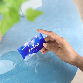 Tarjeta De Visita Guión de tatuajes de neón azul