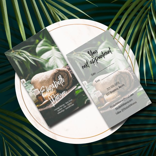 Tarjeta De Visita Guión de terapia de masaje de salón (Subido por el creador)