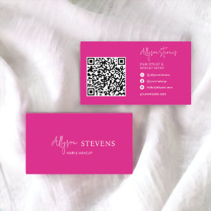 Tarjeta De Visita Guión del logotipo código qr de maquillaje de pelo